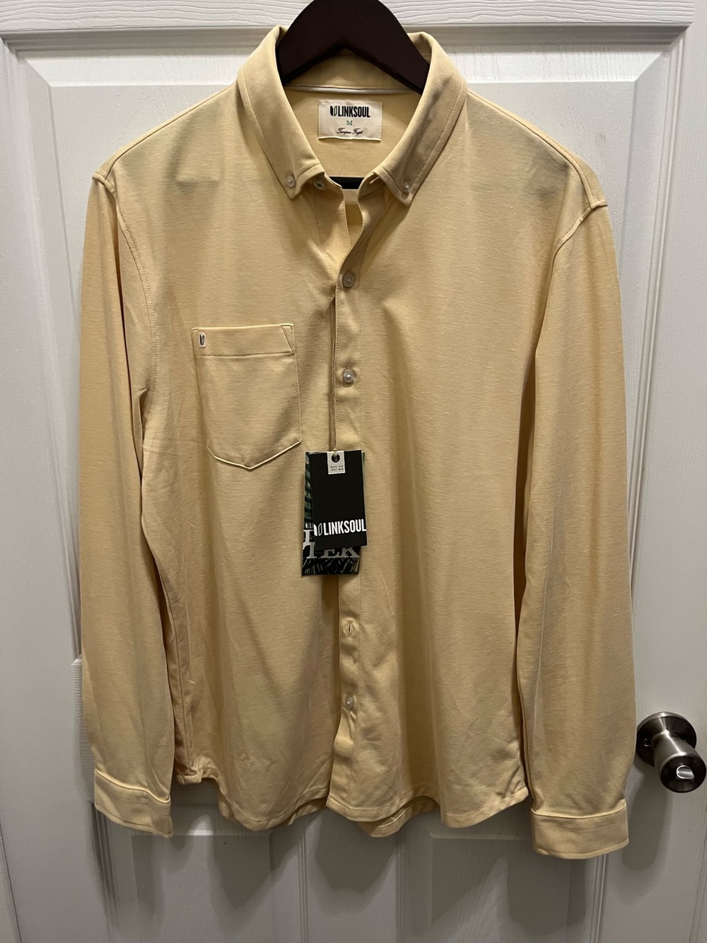 Linksoul Men’s Oxford Full Button-Down Shirt in Maize